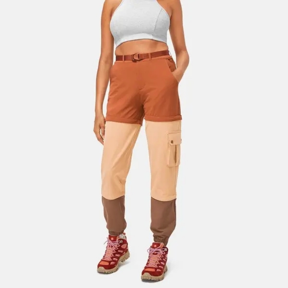 Outdoor Voices Colorblock Cargo Joggers in Rust, Peach & Brown